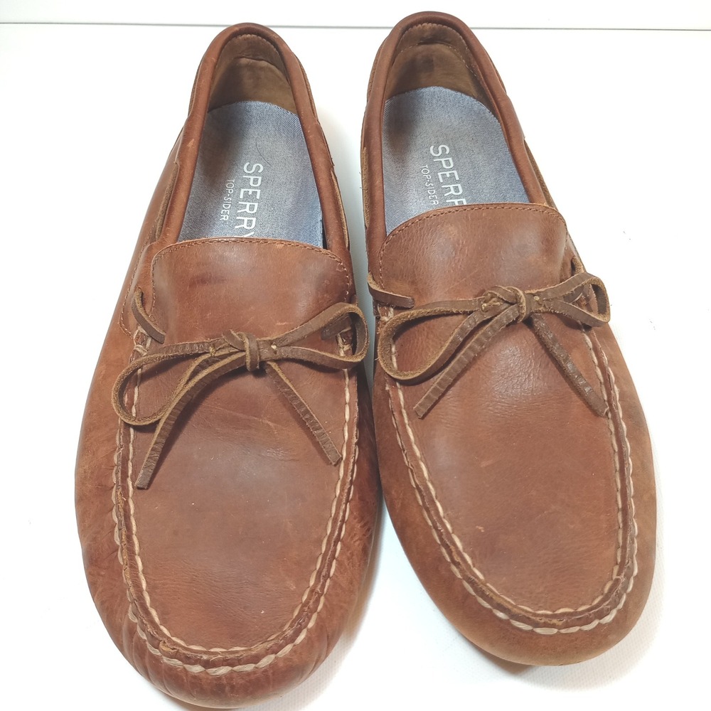 Sperry Top-Sider Driving Loafers 10 Brown Good Leather ASV STS23191 Casual Shoes